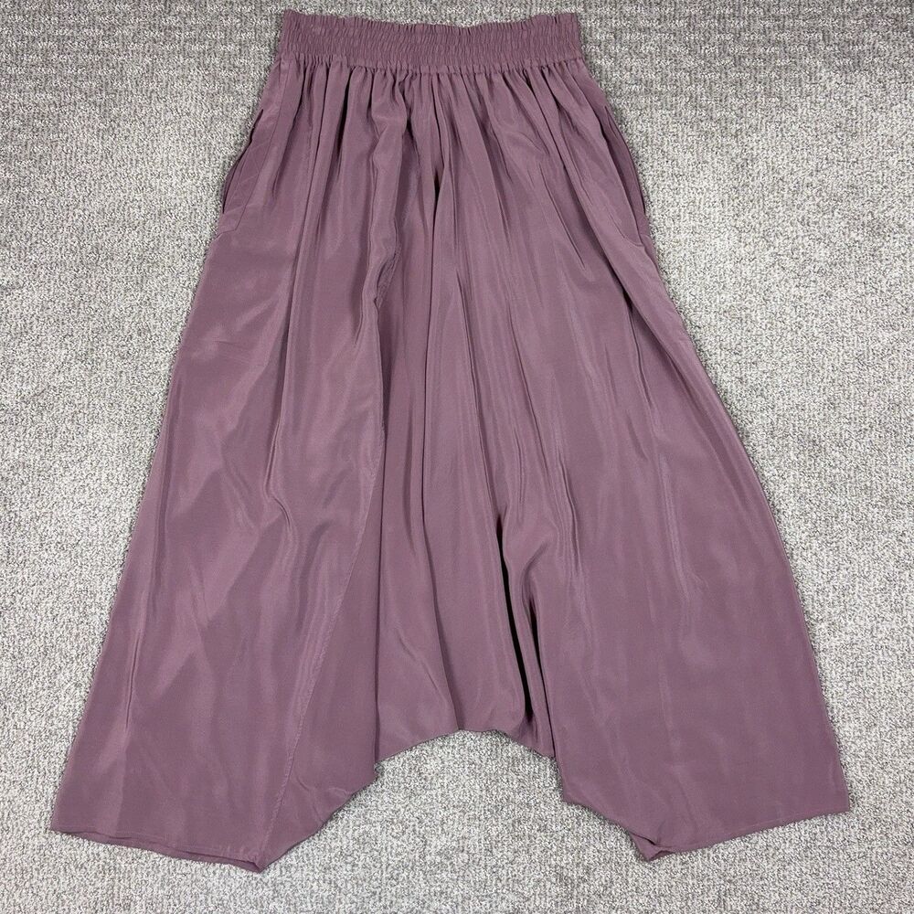 Vintage Laise Adzer Pants Womens One Size Purple Silk Harem Wide Leg Boho Artsy